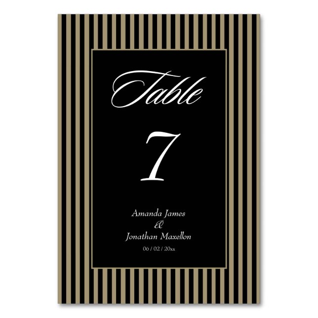 Elegant Black and Grönt Rand Bordsnummer (Framsidan)