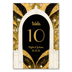 Elegant Black and Guld Art Deco Archway Bröllop Bordsnummer
