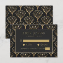 Elegant Black and Guld Art Deco Classic Bröllop