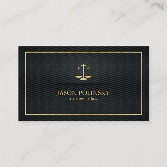 Elegant Black and Guld Attorney at Law Visitkort (Framsida)
