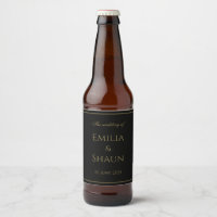 Elegant Black and Guld Beer Bröllop-etikett