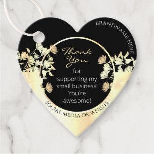 Elegant Black and Guld Blommigt Product Packaging Gåvor Etiketter