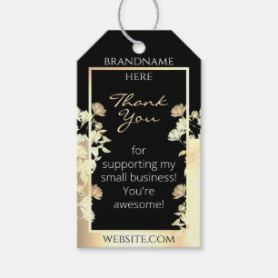 Elegant Black and Guld Blommigt Product Packaging Presentetikett