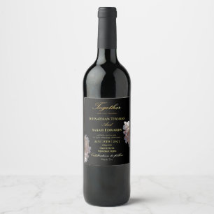 Elegant Black and Guld Bröllop Beverage Label Set Vinflaska Etikett