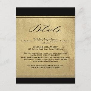Elegant Black and Guld Bröllop Information Bilaga 