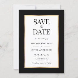Elegant Black and Guld Bröllop spara datum Card Datumet