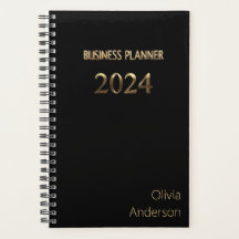 Elegant Black and Guld Business Planner 2024