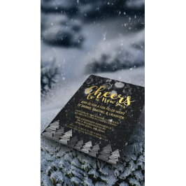 Elegant Black and Guld Cheers Nyårsafton Party Inbjudningar
