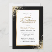 Elegant Black and Guld Confetti 50:e födelsedagen