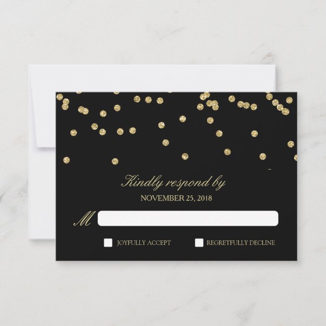 Elegant Black and Guld Confetti Polka-Dots OSA (Framsida)