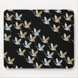 Elegant Black and Guld Crane Japansk Art Musmatta