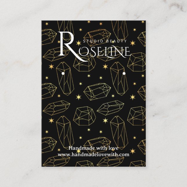 Elegant Black and guld Crystal jewlery visning Visitkort (Framsida)