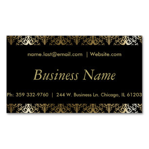 Elegant Black and Guld Damask Magnetiska Visitkort