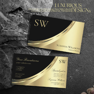 Elegant Black and Guld Decor with Monogram Luxury Visitkort