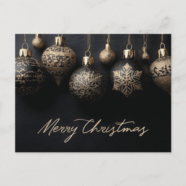Elegant Black and Guld Design jul-prydnader Helg Vykort (Framsida)