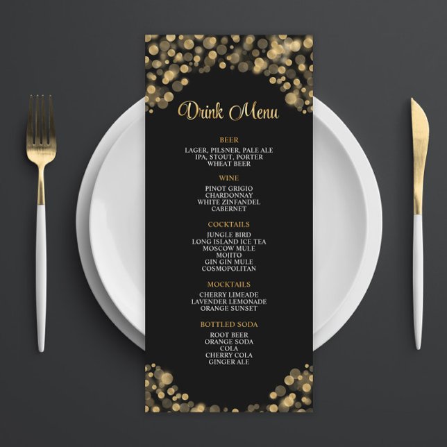 Elegant Black and Guld Drink Menu (Skapare uppladdad)