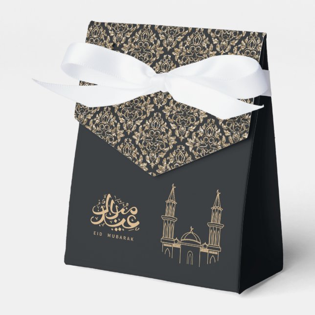 Elegant Black and Guld Eid Mubarak Gift Box Presentaskar (Framsidan Sidan)
