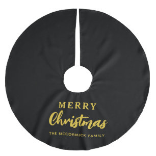 Elegant Black and Guld-familjens Namn-jul Julgransmatta Borstad Polyester