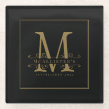 Elegant Black and Guld Family Monogram Classy  