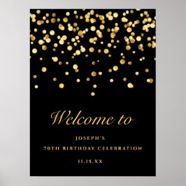 Elegant Black and Guld Glitter 70:e Födelsedagsfes Poster