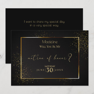 Elegant Black and Guld Glitter Matron of Honor Inbjudningar