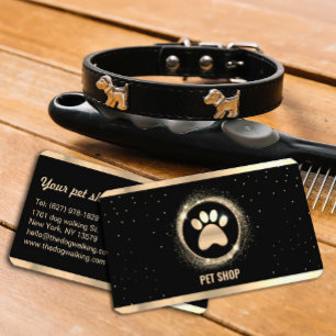 Elegant Black and Guld Gnistra Pet Groomer Visitkort