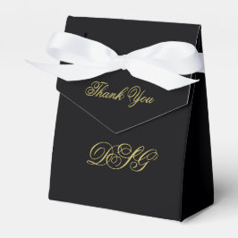 Elegant Black and Guld Heart Bröllop Tack Presentaskar