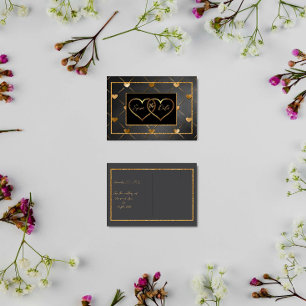 Elegant Black and Guld Hearts Spara datum Vykort