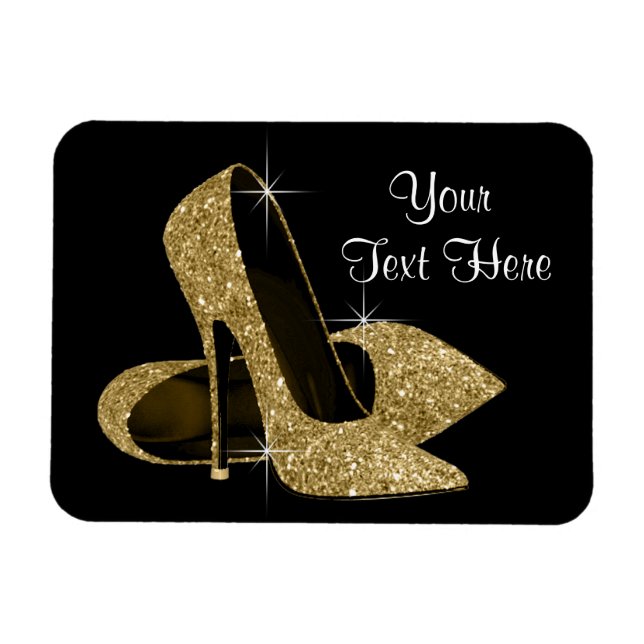 Elegant Black and Guld High Heel Shoe Magnets Magnet (Horisontell)