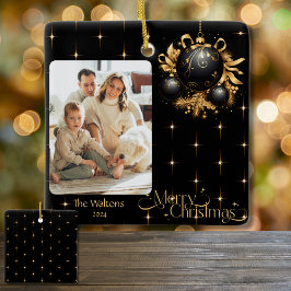 Elegant Black and Guld jul Photo 2024 Julgransprydnad Keramik