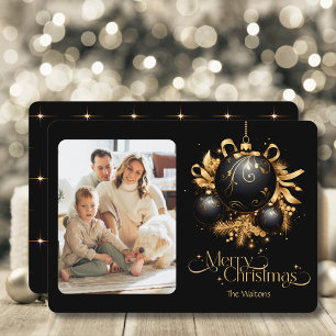 Elegant Black and Guld jul Photo Julkort