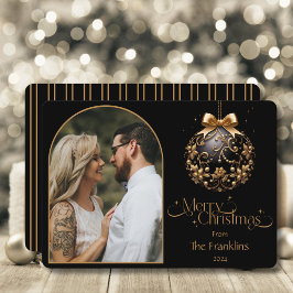 Elegant Black and Guld jul Photo Julkort