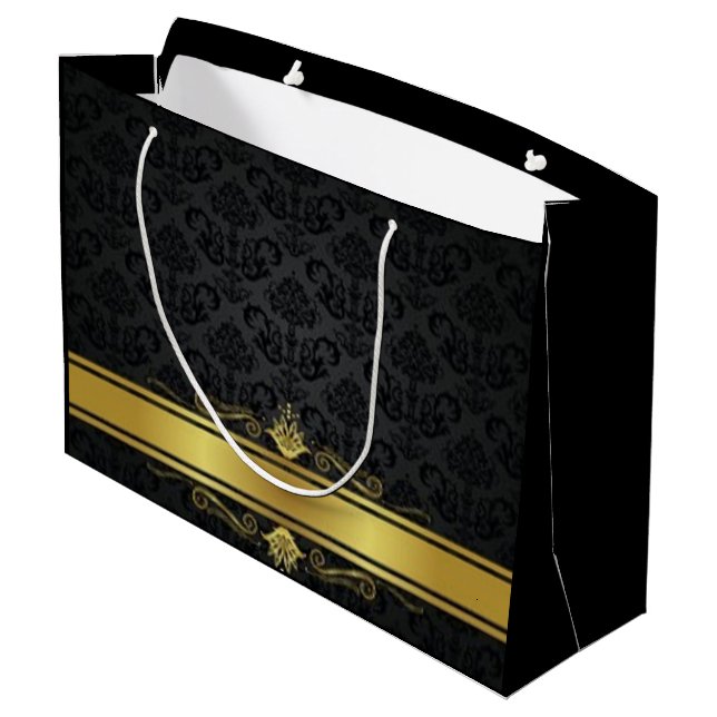 Elegant Black and Guld Large Gift Bag (Baksidan Vinklad)