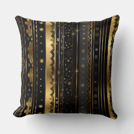 Elegant Black and Guld Lodrät Stripe Kudde
