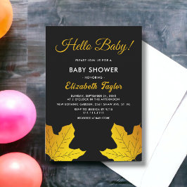 Elegant Black and Guld Löv Fall Baby Shower Inbjudningar