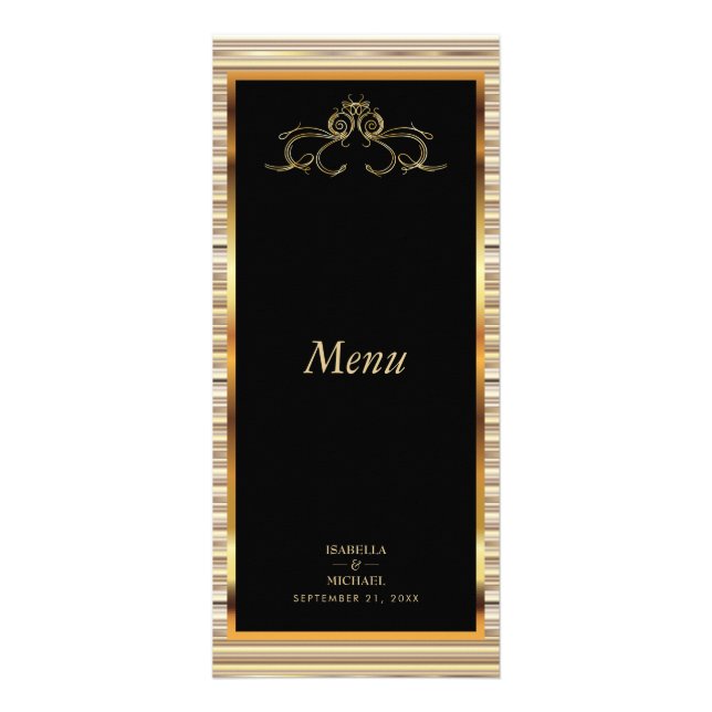 Elegant Black and Guld Metallic - Menu Reklamkort (Framsidan)