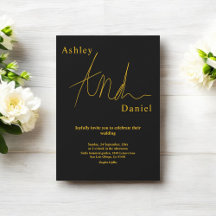 Elegant Black and Guld Modern Simple Bröllop