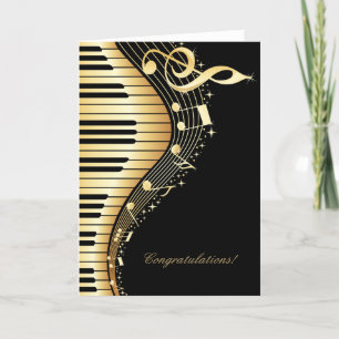 Elegant Black and Guld Musik noter Design Kort