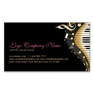 Elegant Black and Guld Musik noter Design Magnetiska Visitkort