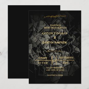 Elegant Black and guld Muslim Wedding bjudande Inbjudningar