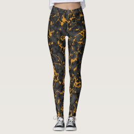 Elegant Black and Guld Onyx Marble Struktur Design Leggings