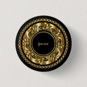 Elegant Black and Guld Ornate-mall Knapp