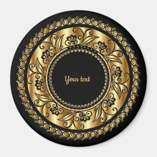 Elegant Black and Guld Ornate-mall Magnet