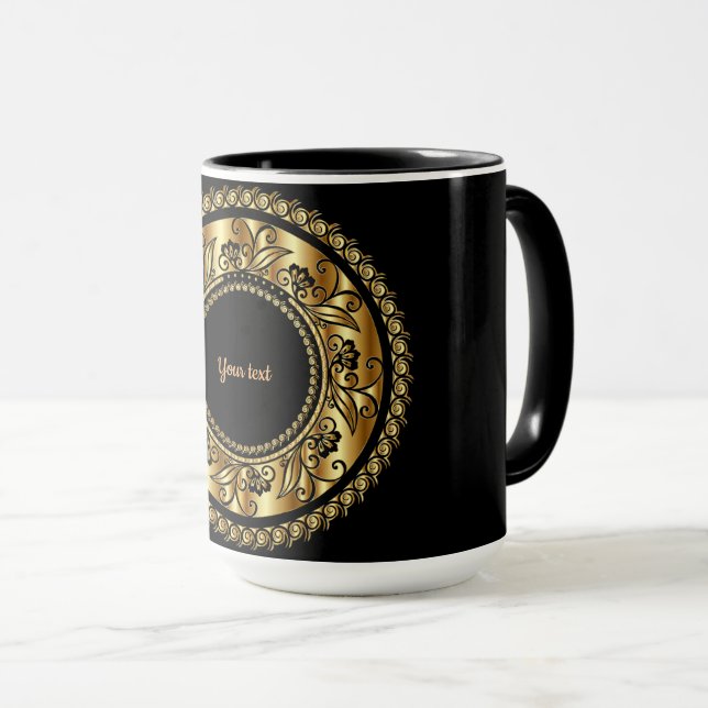 Elegant Black and Guld Ornate-mall Mugg (Framsida höger)