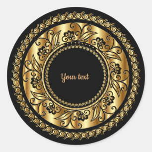 Elegant Black and Guld Ornate-mall Runt Klistermärke