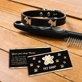Elegant Black and Guld Pet Groomer Affärskort Visitkort