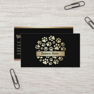 Elegant Black and Guld Pet Groomer Affärskort Visitkort
