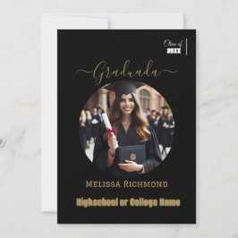 Elegant Black and guld Photo Spain Graduated Meddelande
