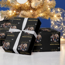Elegant Black and guld Photo Spain Graduated Presentpapper