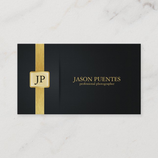 Elegant Black and Guld Professionell Photograf Visitkort (Framsida)
